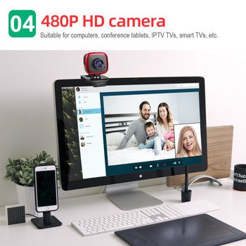 HXSJ A849 480P Компютърна камера USB уеб камера Уеб камера с ръчен фокус и звукопоглъщащ микрофон за лаптоп геймър