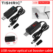 TISHRIC USB – DC tápkábel 5 V USB DC 9 V 12 V adapter Jack 5,5/3,5 mm csatlakozó töltőkábel 0,8 M HD LED kijelző routerhez