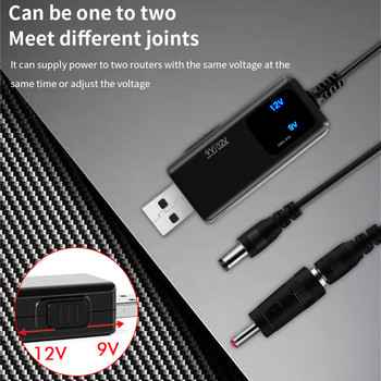 Καλώδιο τροφοδοσίας TISHRIC USB σε DC 5V USB DC 9V 12V Προσαρμογέας υποδοχή 5,5/3,5 mm Καλώδιο φόρτισης 0,8M HD LED Οθόνη για δρομολογητή