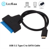 Cablu LccKaa Sata 3 la tip C Adaptor USB 3.1 USB C la SATA Pana la 6 Gbps Suporta hard disk SSD HDD de 2,5 inchi Cablu SATA cu 22 pini