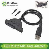 PzzPss USB 2.0 – Mini Sata II 7+6 13 tűs adapter laptop CD/DVD ROM-hoz Slimline Drive Converter kábelcsavarok Stabil stílusú 1db