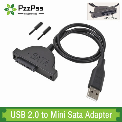 PzzPss USB 2.0 kuni Mini Sata II 7+6 13 kontaktiga adapter sülearvuti CD-/DVD-ROM-i jaoks Slimline draivikonverteri kaablikruvid, kindla stiiliga 1 tk