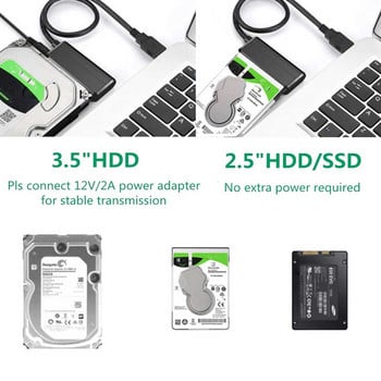 USB SATA Ⅲ кабел Sata към USB 3.0 адаптер 5 Gbps поддръжка 2.5/3.5 In външен SSD HDD Адаптиране на твърд диск 3.5 Sata 3 към USB Адаптиране на компютър