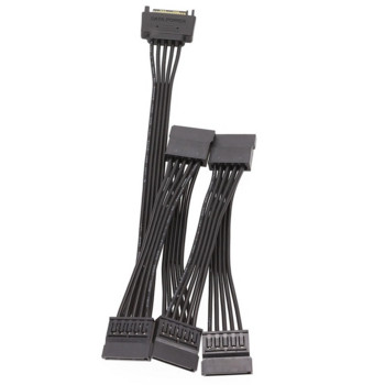 15-пинов SATA захранващ удължителен кабел за твърд диск 1 мъжки към 5 женски сплитер адаптер Разширителен кабел за твърд диск (60CM)