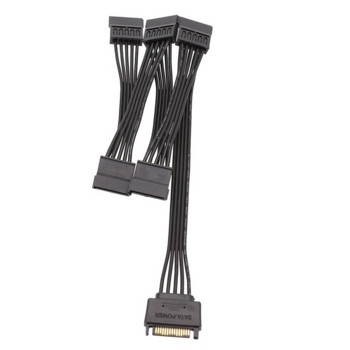 15-пинов SATA захранващ удължителен кабел за твърд диск 1 мъжки към 5 женски сплитер адаптер Разширителен кабел за твърд диск (60CM)