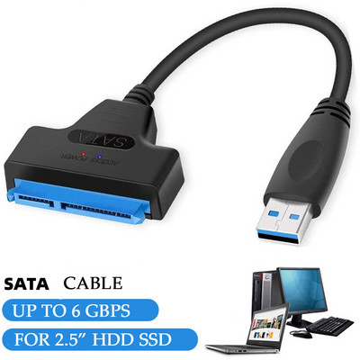 SATA-USB 3.0 / 2.0 kábel 2,5 hüvelykes külső HDD SSD merevlemezhez SATA 3 22 tűs adapter USB 3.0 - Sata III vezeték akár 6 Gbp