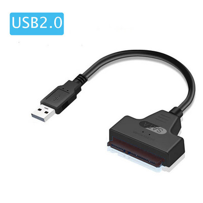 SATA uz USB 3.0 / 2.0 kabelis 2,5 collu ārējam HDD SSD cietajam diskam SATA 3 22 kontaktu adapteris USB 3.0 uz Sata III vadu līdz 6 Gbp