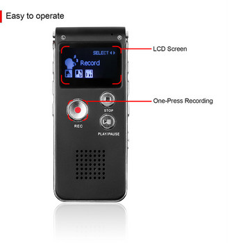 Преносим мини диктофон Цифров звукозапис Вграден 8/16/32G Телефонен рекордер 3D стерео WAV MP3 плейър с микрофон