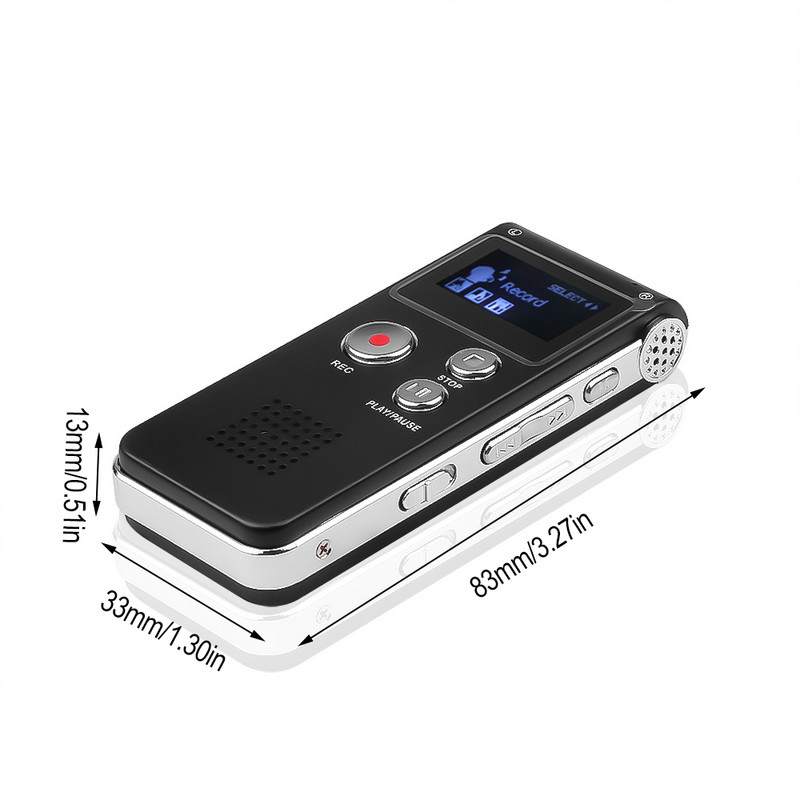 Prijenosni mini snimač glasa Digitalni snimač zvuka Ugrađeni 8/16/32G telefonski snimač 3D stereo WAV MP3 player s mikrofonom