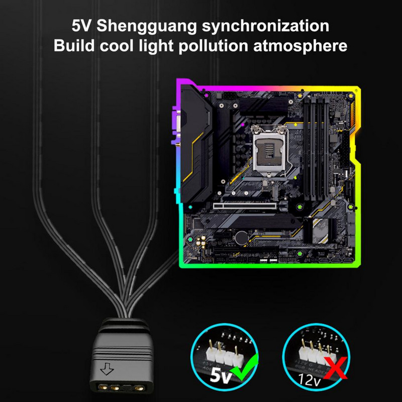 COOLMOON ARGB razdjelnik 5 V 3 Pin 1 do 4 Univerzalni 33,5 cm ARGB produžni kabel matične ploče sa zaštitnom kapicom za stolno računalo