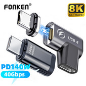FONKEN 24Pins USB 4 magnētiskais adapteris Type C 140W priekš Macbook Pro Air Samsung 40G 20G 8K@60Hz USB C ātrās uzlādes magnēta pārveidotājs