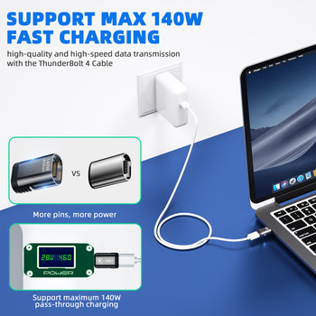 FONKEN 24Pins USB 4 Магнитен адаптер Type C 140W за Macbook Pro Air Samsung 40G 20G 8K@60Hz USB C Fast Charge Magnet Converter