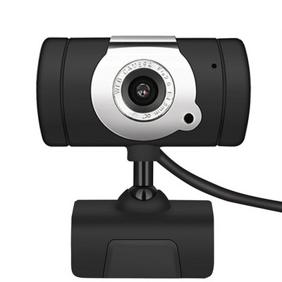Driver-free Webcam Video Chat Glass Lens 480P 360 Degrees Rotating Webcam for Desktop Computer Laptop Black