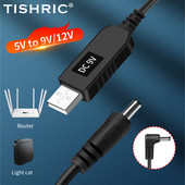 TISHRIC USB barošanas pastiprināšanas līnija DC 5 V līdz 9 V / 12 V USB pārveidotāja adaptera maršrutētāja kabelis 2,1 x 5,5 mm spraudnis