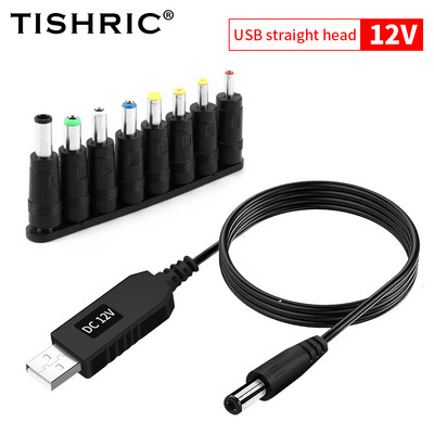 TISHRIC USB barošanas pastiprināšanas līnija DC 5 V līdz 9 V / 12 V USB pārveidotāja adaptera maršrutētāja kabelis 2,1 x 5,5 mm spraudnis