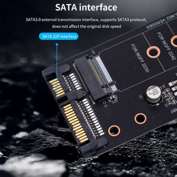 TISHRIC M2 To Sata Adapter M.2 NGFF SSD Adapter Single Port Adapter M.2 Ngff To Sata 22Pin Adapter Interface Adapter