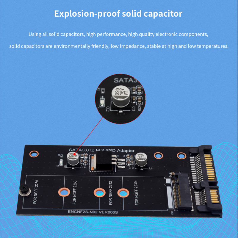 TISHRIC Adaptor M2 la Sata Adaptor M.2 NGFF SSD Adaptor cu un singur port M.2 Ngff la Sata 22Pin Interfață adaptor placă