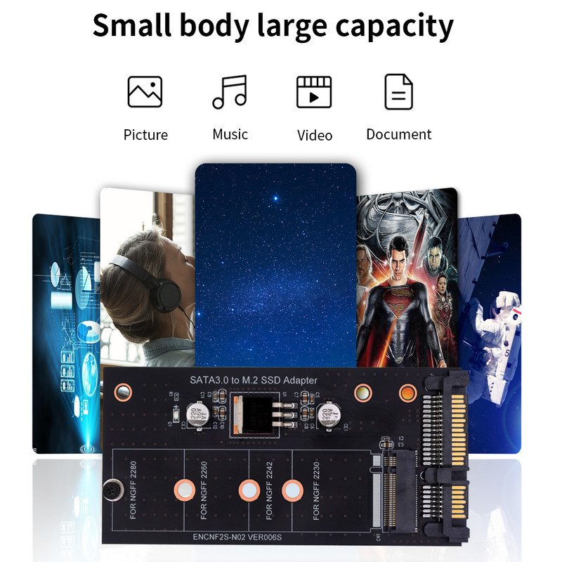 TISHRIC Adaptor M2 la Sata Adaptor M.2 NGFF SSD Adaptor cu un singur port M.2 Ngff la Sata 22Pin Interfață adaptor placă