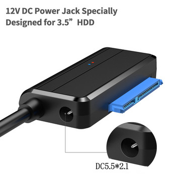 SATA адаптерен кабел 2,5 инча 3,5 инча твърд диск Драйвер кабел Конвертор Супер скорост USB 3.0 към SATA 22 Pin