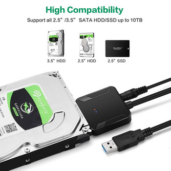 SATA адаптерен кабел 2,5 инча 3,5 инча твърд диск Драйвер кабел Конвертор Супер скорост USB 3.0 към SATA 22 Pin