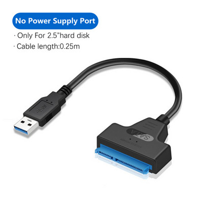 SATA adapterkábel 2,5 hüvelykes 3,5 hüvelykes merevlemez-illesztőprogram kábel konverter szupersebességű USB 3.0 - SATA 22 tűs