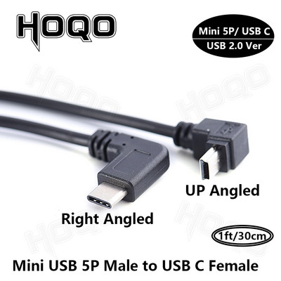 USB C – Mini USB 2.0 C típusú adapter aljzatból Mini USB dugaszba konvertáló csatlakozó GoPro MP3 lejátszókhoz Dash Cam digitális fényképezőgép GPS