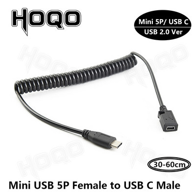 USB C – Mini USB 2.0 C típusú adapter aljzatból Mini USB dugaszba konvertáló csatlakozó GoPro MP3 lejátszókhoz Dash Cam digitális fényképezőgép GPS