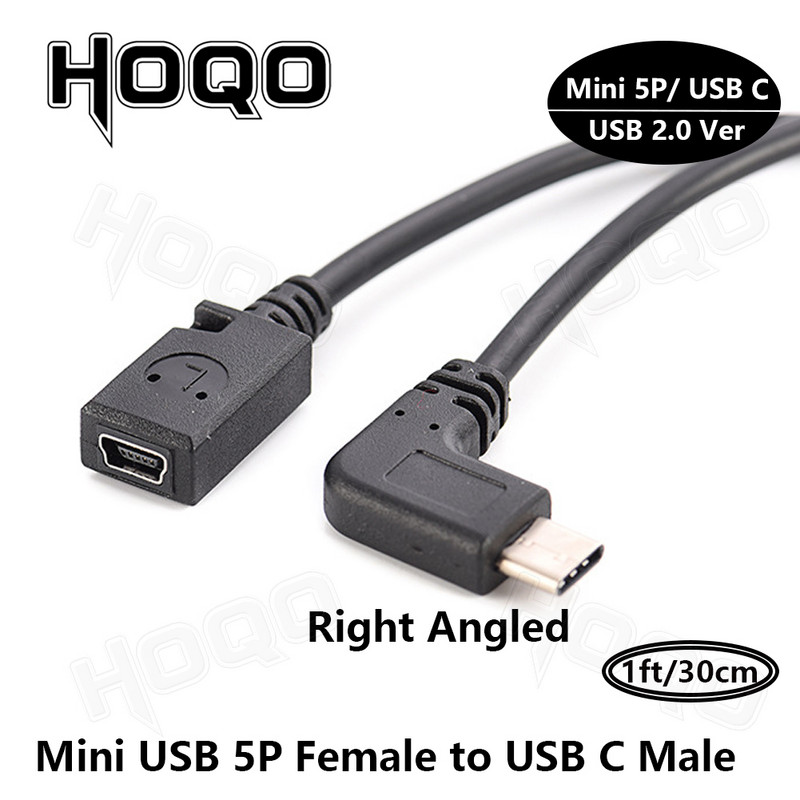 USB C – Mini USB 2.0 C típusú adapter aljzatból Mini USB dugaszba konvertáló csatlakozó GoPro MP3 lejátszókhoz Dash Cam digitális fényképezőgép GPS