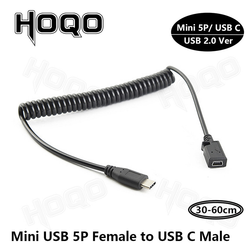 USB C – Mini USB 2.0 C típusú adapter aljzatból Mini USB dugaszba konvertáló csatlakozó GoPro MP3 lejátszókhoz Dash Cam digitális fényképezőgép GPS