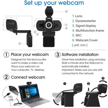 Безплатна доставка Компютърна камера Full HD 1080p Уеб камера Настолен компютър Уеб камера за видео разговори Уеб камера за компютър с микрофон Мини USB камера