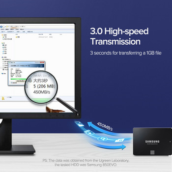 Ugreen SATA кабел 3.0 към твърд диск Sata 3 кабелен адаптер за лаптоп Asus 6Gbps 3.0 SSD HDD твърд диск Конвертор под прав ъгъл