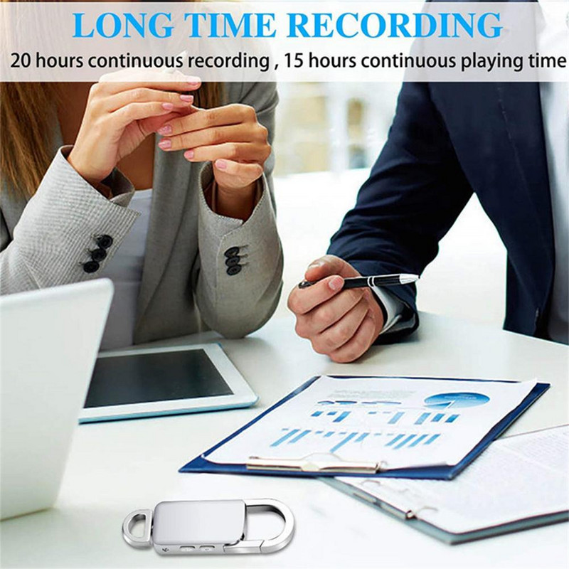 Tip breloc Recorder voce Reducere zgomot HD Înregistrare activată prin voce Audio Sunet Dictafon Player Mp3