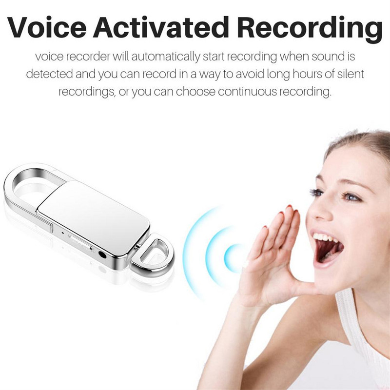 Tip breloc Recorder voce Reducere zgomot HD Înregistrare activată prin voce Audio Sunet Dictafon Player Mp3