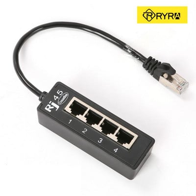 RYRA 4 σε 1 υποδοχή LAN RJ45 Καλώδιο προσαρμογέα διαχωριστή δικτύου Ethernet 1 αρσενικό σε 4 θύρες LAN για Αξεσουάρ επέκτασης δικτύου