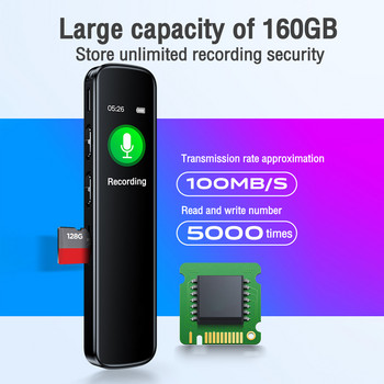 Ενεργοποιημένη ψηφιακή εγγραφή φωνής 8G Έξυπνο δικτάφωνο μείωσης θορύβου Συσκευή αναπαραγωγής MP3 σε μεγάλες αποστάσεις Εγγραφή σύσκεψης WAV