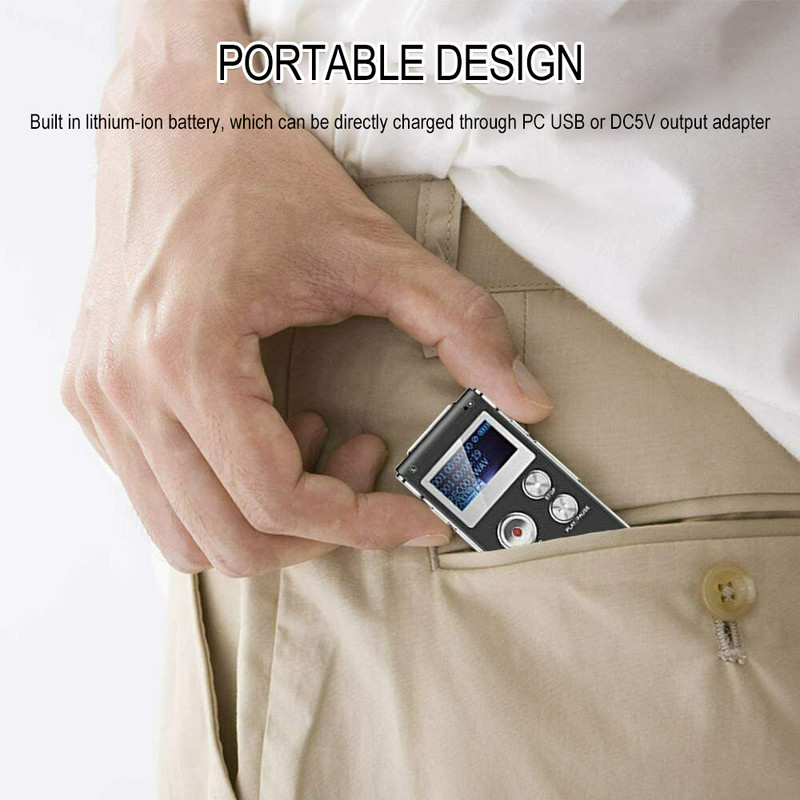 Digitalni diktafon Prijenosni mini diktafon MP3 player Telefon Audio diktafon Pametno glasovno aktivirano snimanje s mikrofonom