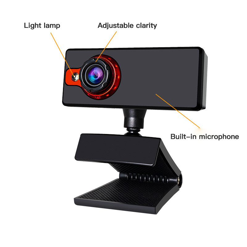 Cameră web HD USB 2.0 Supliment de lumină Senzor CMOS de focalizare manuală cu microfon digital Cameră de predare online Cameră de chat video
