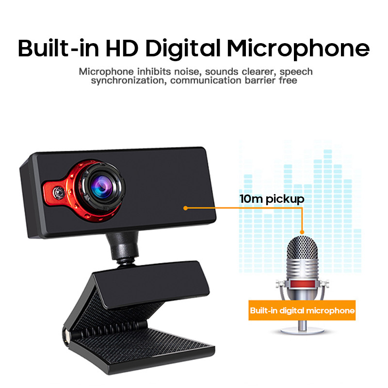 Cameră web HD USB 2.0 Supliment de lumină Senzor CMOS de focalizare manuală cu microfon digital Cameră de predare online Cameră de chat video