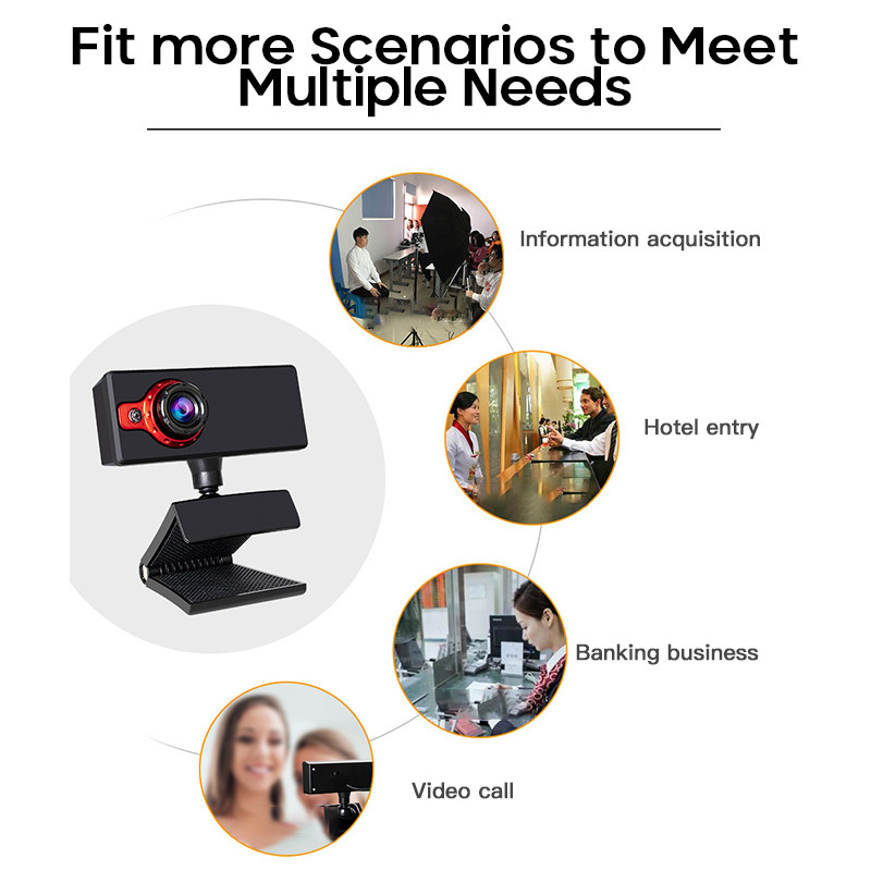 Cameră web HD USB 2.0 Supliment de lumină Senzor CMOS de focalizare manuală cu microfon digital Cameră de predare online Cameră de chat video