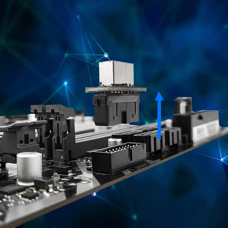 USB E tipa priekšējā paneļa adapteris, kas savienots ar USB 3.0 19 PIN, iekšējais vertikālais galvenes sadalītājs C tipa mātesplatei