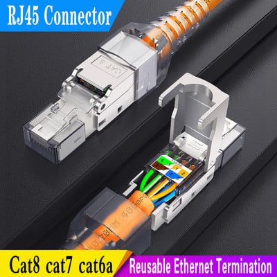 CAT8 STP RJ45 pistik CAT7 CAT6A korduvkasutatav Etherneti terminali modulaarne pistik Varjestatud modulaarne tsingisulamist välja otspistik