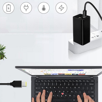 65w 90w лаптоп 100W Type-C PD зарядно USB-C към USB кабел с тънък квадратен връх Захранващ кабел за Lenovo Yoga 2 Pro 13 Thinkpad