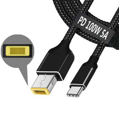 65 W 90 W nešiojamasis kompiuteris 100 W Type-C PD įkroviklis USB-C prie USB plono kvadratinio galo kabelio maitinimo laidas, skirtas Lenovo Yoga 2 Pro 13 Thinkpad