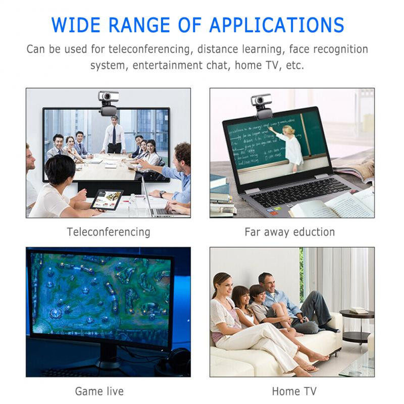 Webkamera 480P webkamera Full HD számítógépes kamera 360 fokban elforgatható mikrofonnal videokonferenciához/videohíváshoz/élő közvetítéshez