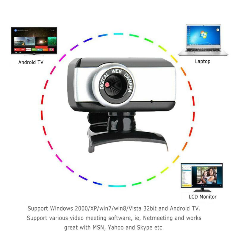 Webkamera 480P webkamera Full HD számítógépes kamera 360 fokban elforgatható mikrofonnal videokonferenciához/videohíváshoz/élő közvetítéshez
