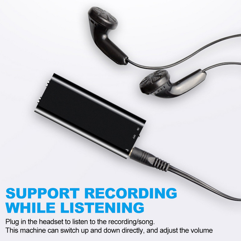 Mini 8GB hangrögzítő digitális audio mini diktafon MP3 lejátszó USB toll hanggal aktiválható hangrögzítő WAV fülhallgatóval