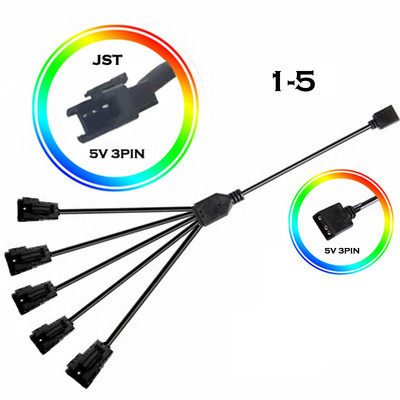 M/B RGB AURA SYNC JST SM adapterkábel, átvitel 12V 4Pin RGB és 5V 3Pin ARGB, JST-3P SM3P SM4P EL vezetékes kábel, apa/nő