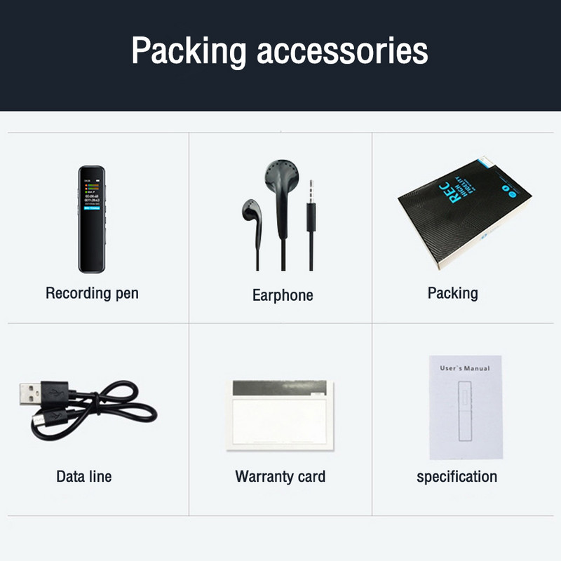 Mini aktivizējams balss ierakstītājs MP3 atskaņotājs Tālrunis audio trokšņu samazināšanas ieraksts ar mikrofonu digitālo balss ierakstītāju diktofons