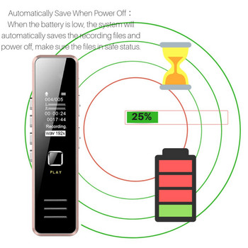 USB Sound Recorder 32GB Επαναφορτιζόμενη Ψηφιακή Ηχογράφηση Δικτάφωνο MP3 Player DSP Noise Reduction HD Remote Recording