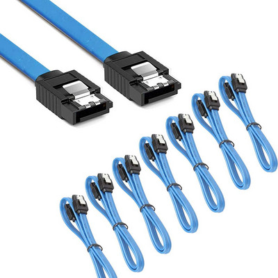 Pachet de 12 cabluri de date SATA, unghi drept de 90 de grade, cablu SATA III 6,0 Gbps, negru cu cablu SATA de blocare pentru unități HDD SSD CD DVD